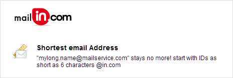 shortest email id @in.com service provider