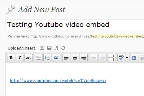 embed youtube video wordpress