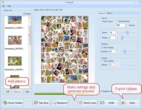 Photo Collage maker PSD file output feature