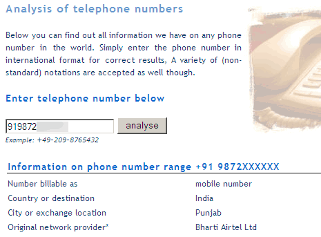 tracing telephone number