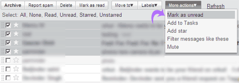 How to mark Email message as UnRead in Gmail