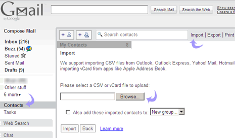 import contacts to outlook 2010 from gmail