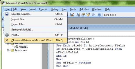 how to disable links in word 2007