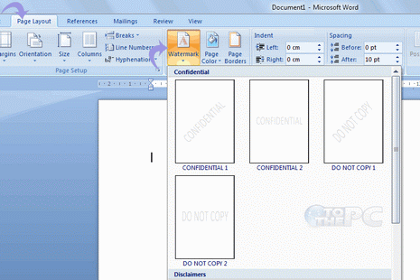 watermark for word 2010