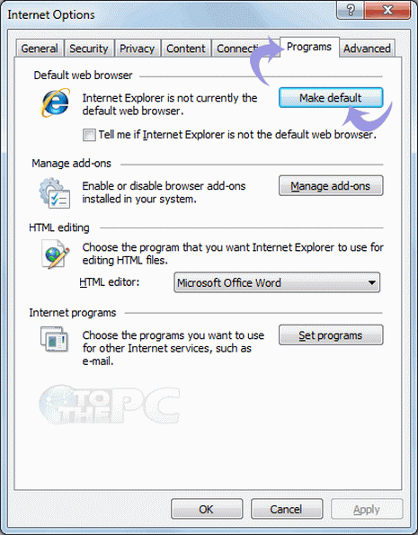 how to change file associations for internet explorer