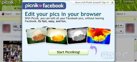 Then click 'Start Picniking' button (you do not need picnik account for basic editing). Some premium feature require Picnik account.