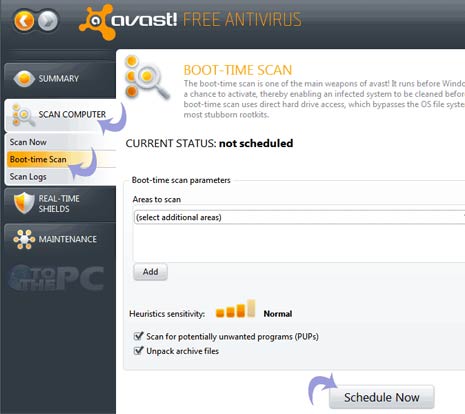 how to start boot scan in avast