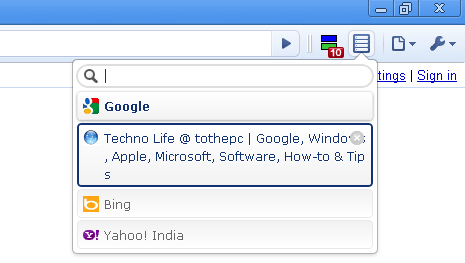 tab for google chrome pulled to left of page