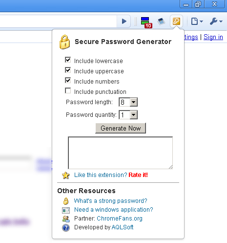 Generate secure passwords in Chrome