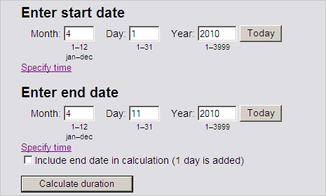 Days between dates