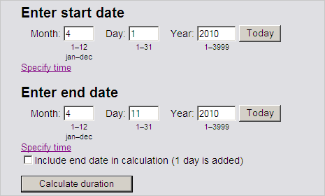 Calculator day Week Calculator: