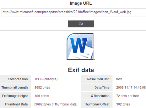 find exif data online