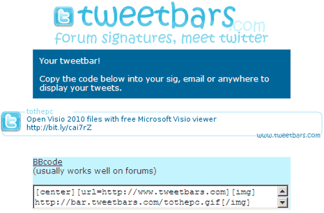 Display latest Twitter tweet as forum signature