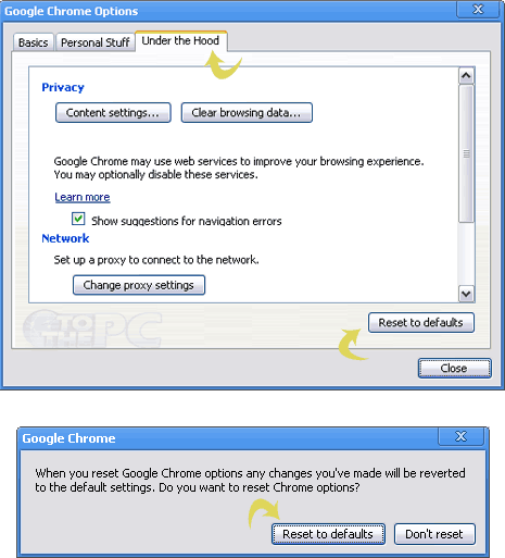 Restore Default Settings Vista