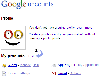 Open Google Accounts webpage