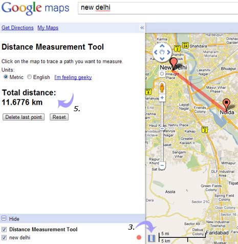 measure distance in map