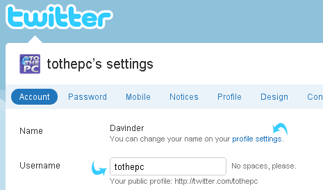 How to change Twitter username