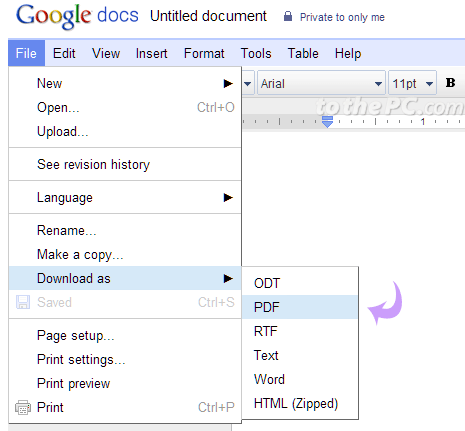 how to download docs as pdf