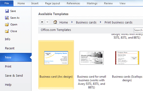 create a template for business cards in word mac