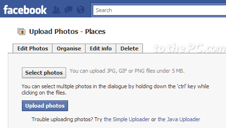 facebook upload photo. You can only upload 200 photos per album. You need to create a fresh album 