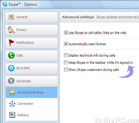 remove skype from taskbar