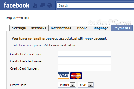 facebook account. Once Credit Card is confirmed valid, your Facebook developer account 