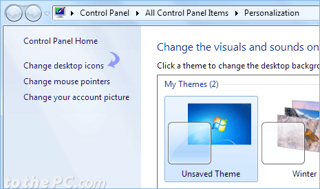 windows 7 personalized settings