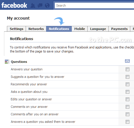 how to turn off email notifications from facebook