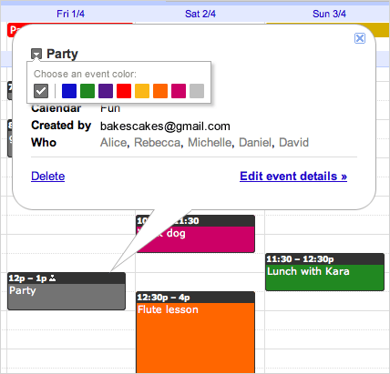 Add color icons to events in Google Calendar