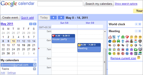 google calendar event images list