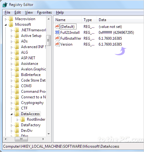 check mdac version on windows nt