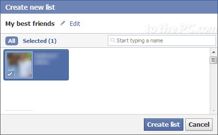 facebook create friends list