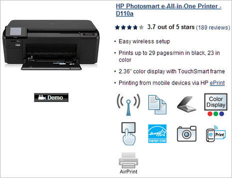 HP Photosmart e-All-in-One Printer – D110a