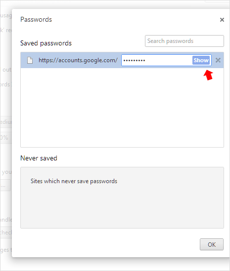 viewing saved passwords in chrome