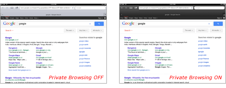 safari private browsing disabled