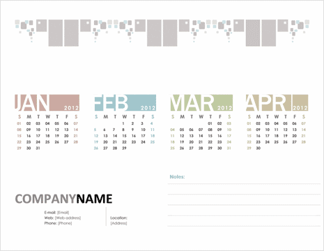 2012 Calendar Template Word Download Free