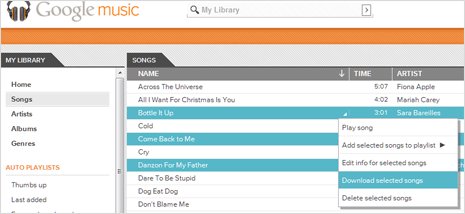 where does google music download songs to