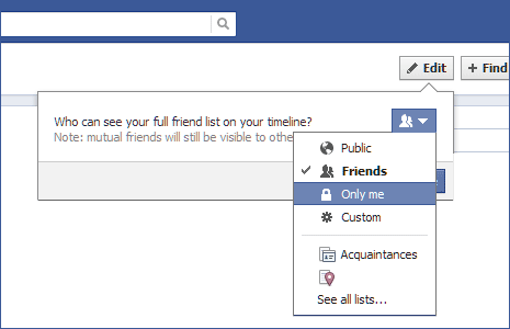 hwo to hide friends list on facebook