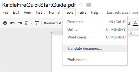 Goto Tools > Translate document option, then select the language for translation and click Translate button to start language translation.