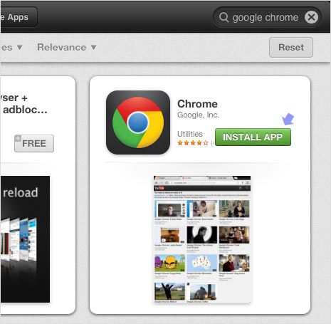 chrome on the app store