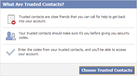 What is trusted contacts on Facebook