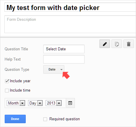 add date picker field to google forms