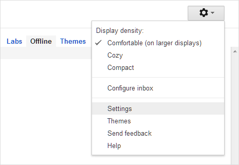 where is my settings icon in gmail