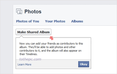 create shared photo albums on facebook