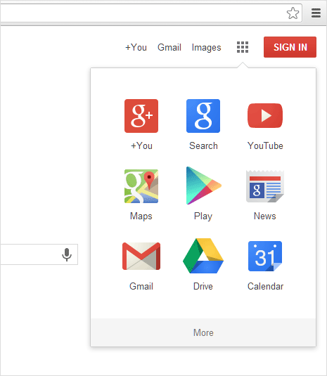 new google navigation bar design with grid button