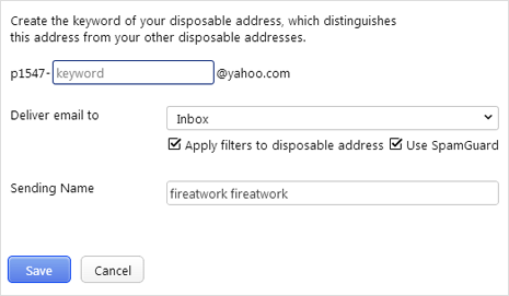 yahoo mail disposable id base name and keyword