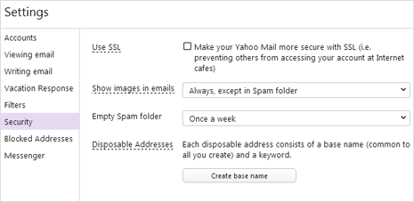 create base name for disposable yahoo mail id