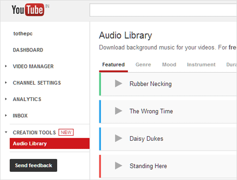 youtube audio library free music download