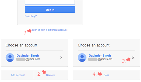 Delete previous Gmail login details