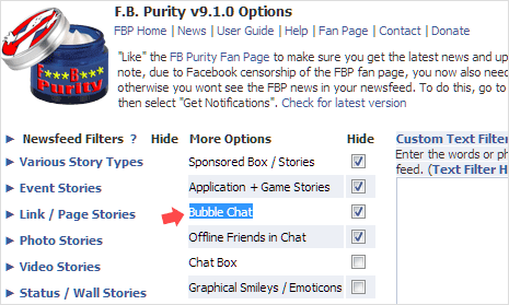 FB Purity Extension Bubble Chat option